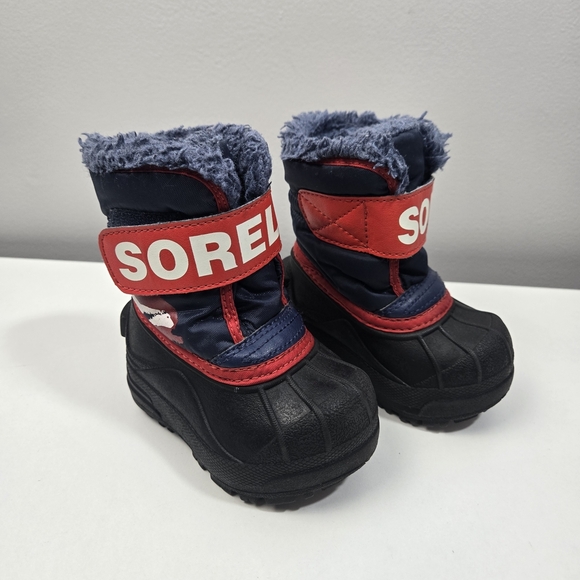 Sorel Snow Commander Kids' Red and Black Winter Boots - Picture 1 of 6